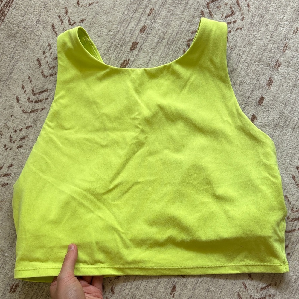 Neon Yellow Crop Tank Top - Women